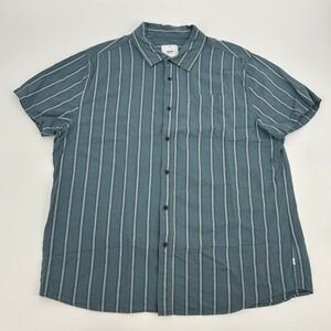 Katin Button Up Shirt Mens XXL Blue Stripes Short Sleeve Linen Blend